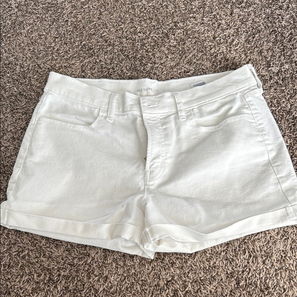 Old Navy White Jean Shorts with Frayed Hem